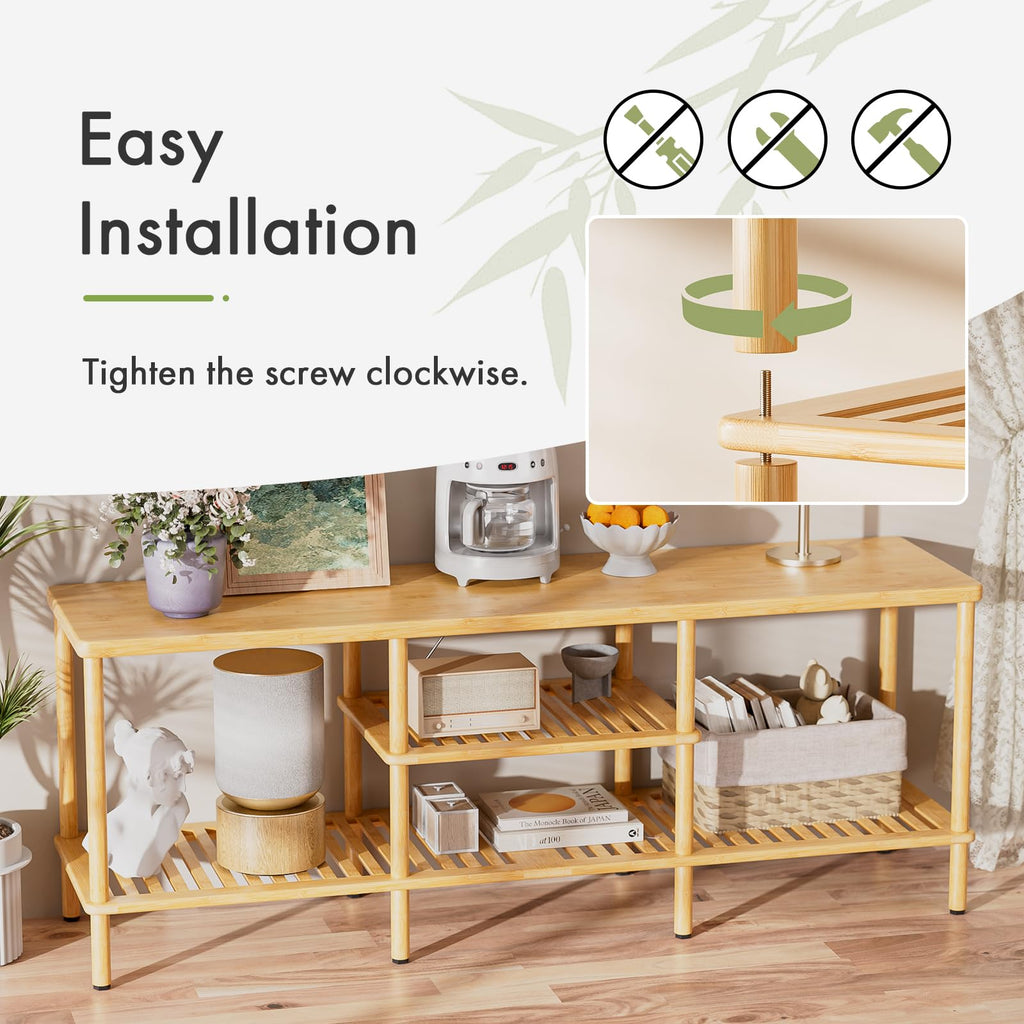 Bamboo 3 Tier TV Stand for 60 65 Inch TV W413950