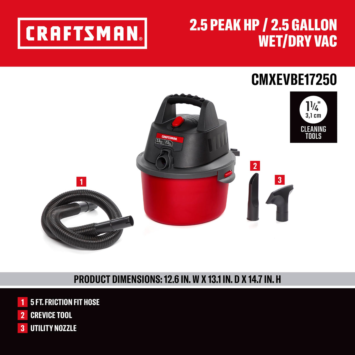 2.5 Gallon Wet Dry Shop Vacuum M343149