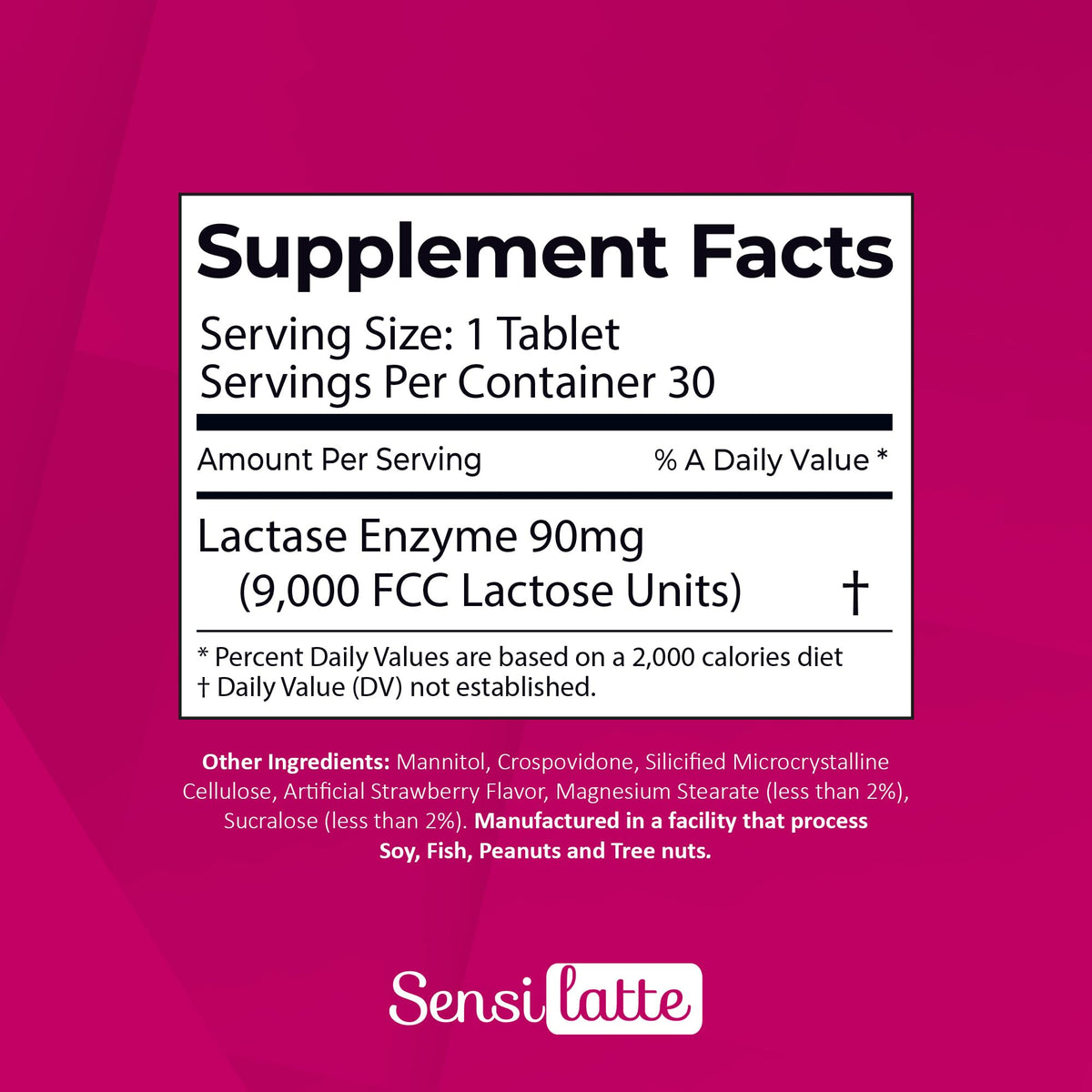 Lactase Enzyme 30 Tablets Strawberry B266462