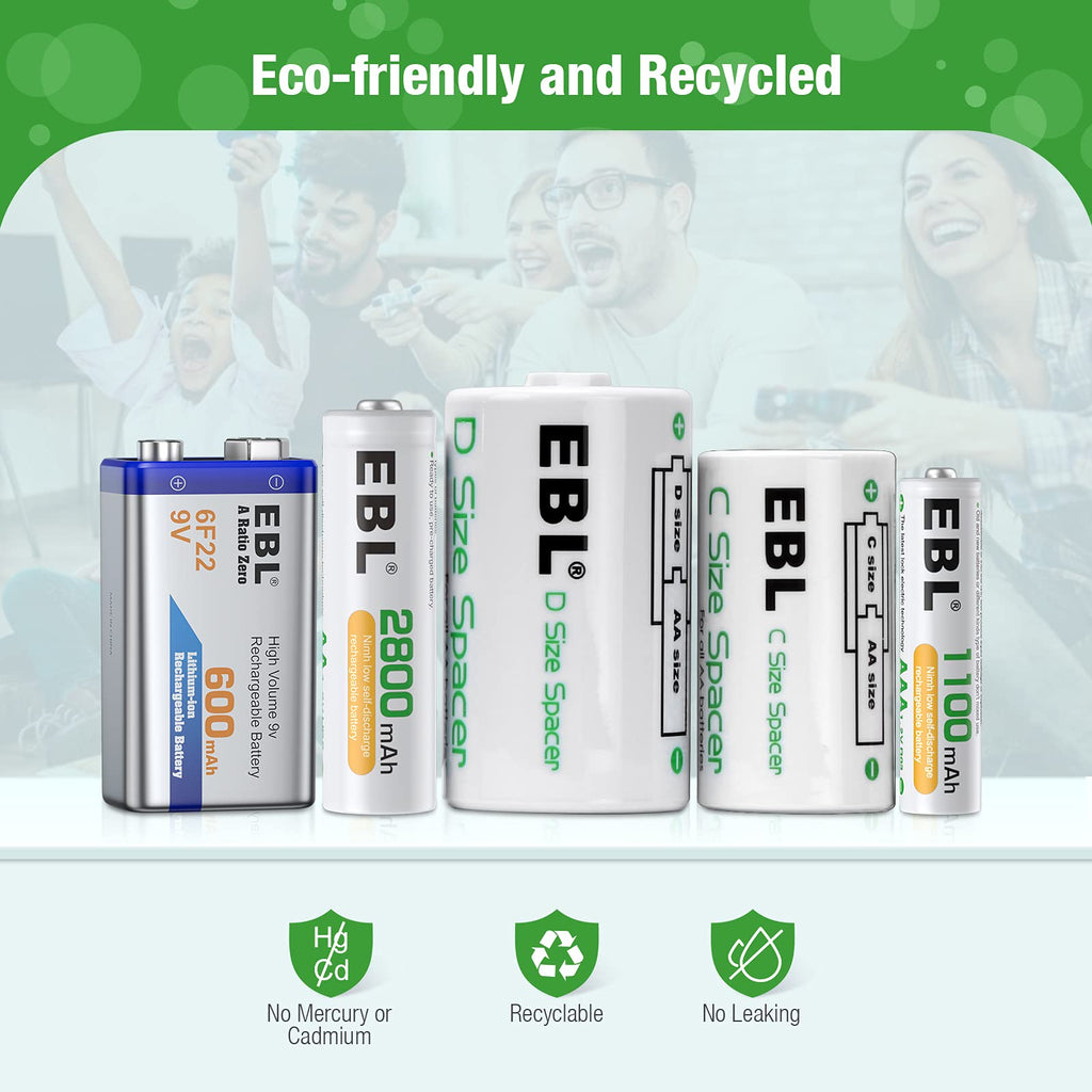 Rechargeable Batteries with Battery Organizer Storage Box G8369