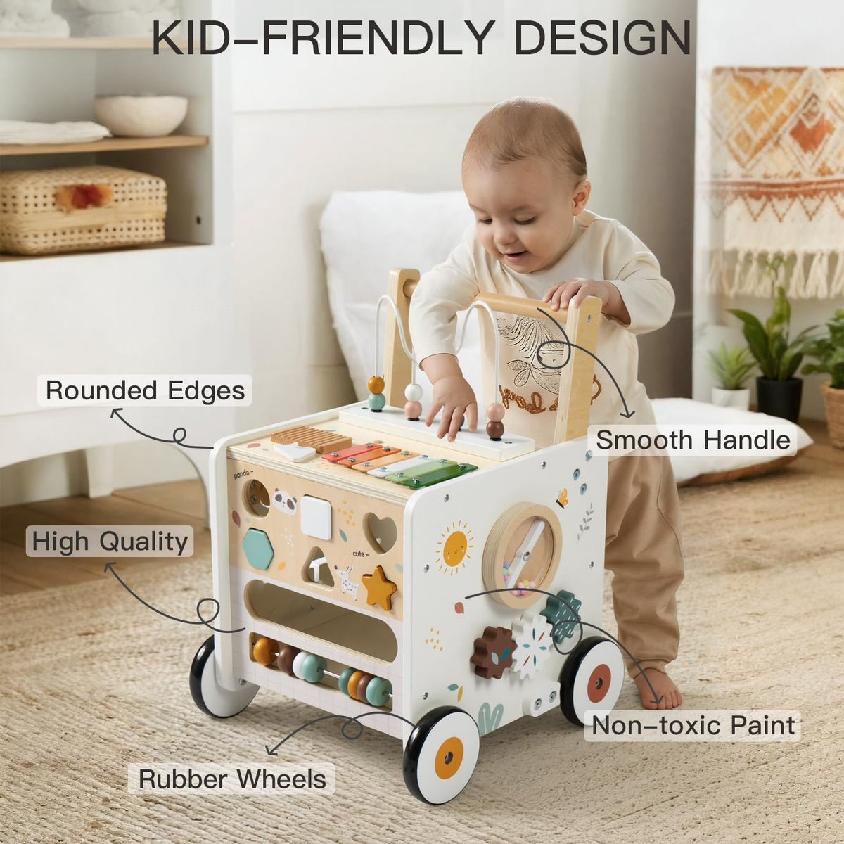 Wooden Baby Walker Activity Cube Push Walker N70727