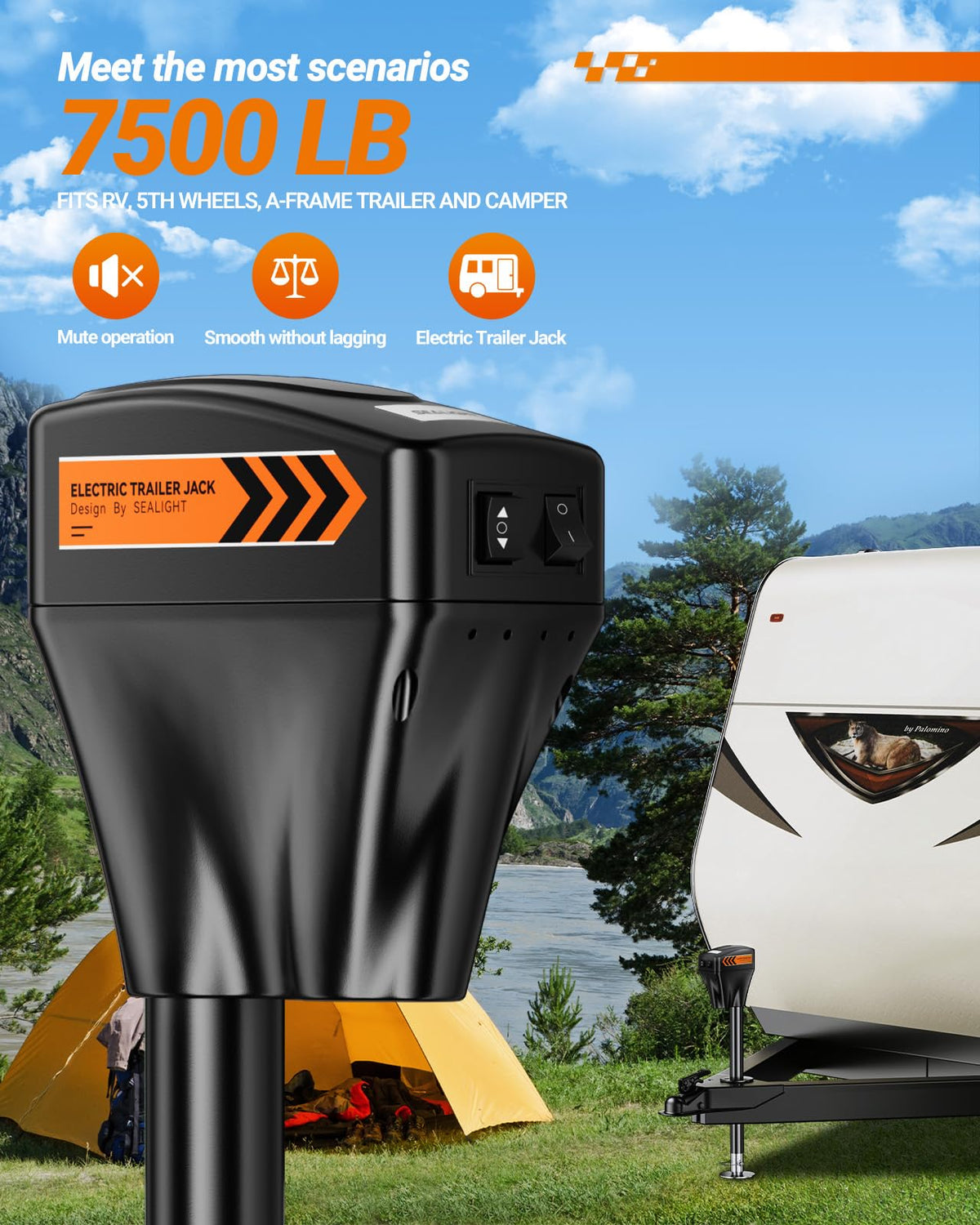 Electric Trailer Jack 7500lbs Waterproof B751