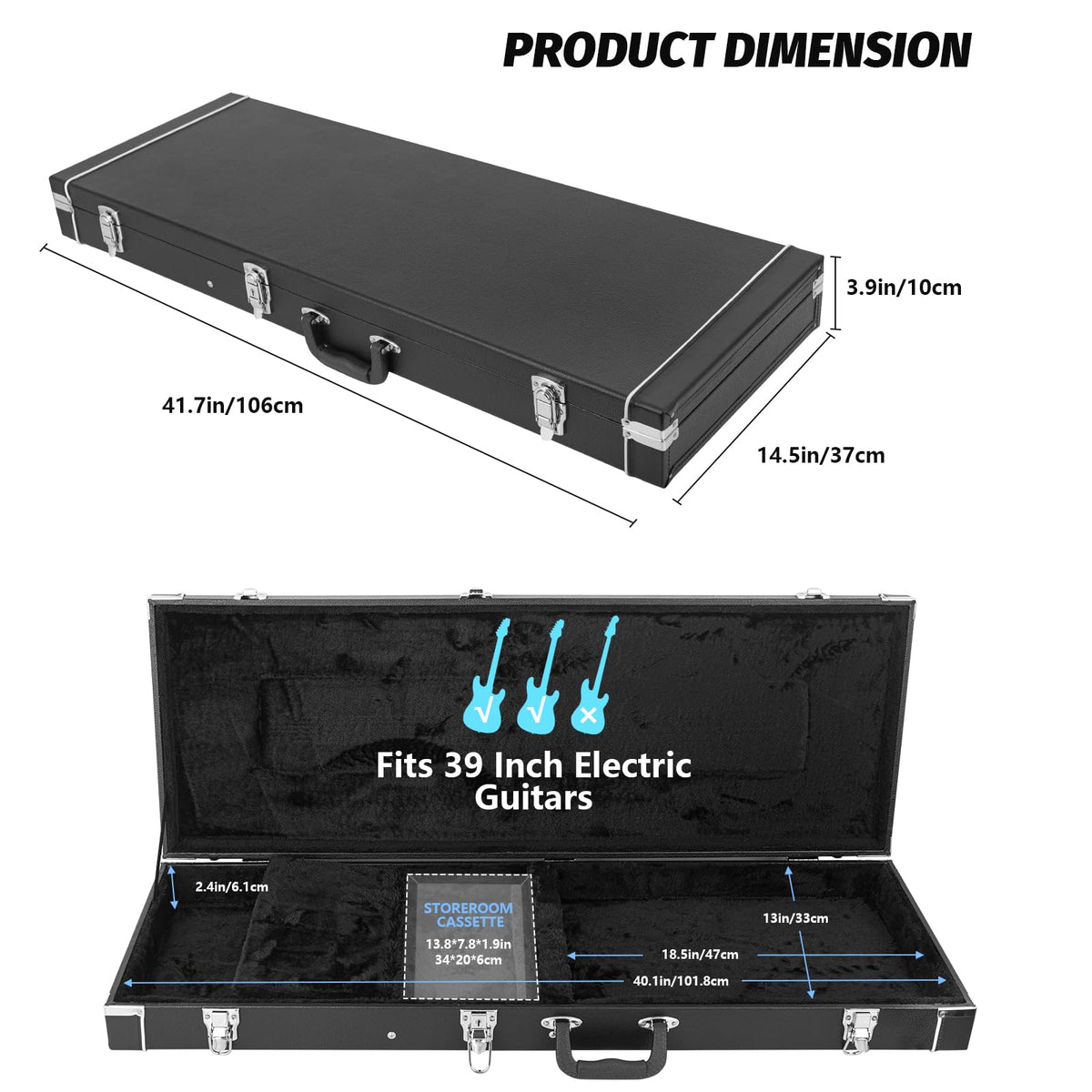39-Inch Electric Guitar Hard Shell Case with Lock Latch T342511
