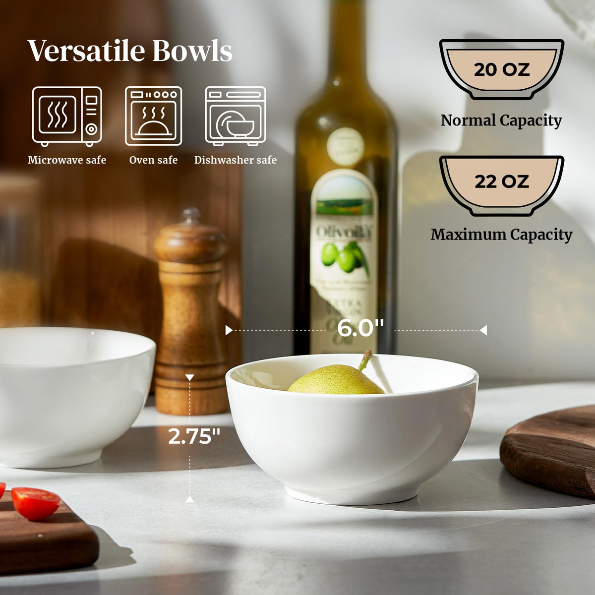White Ceramic Bowls Set of 4 F634309