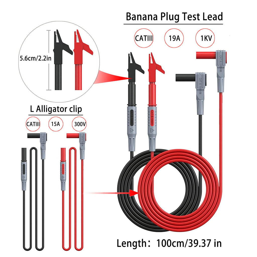 24 Pcs Multimeter Test Leads Set with Alligator Clips I45508