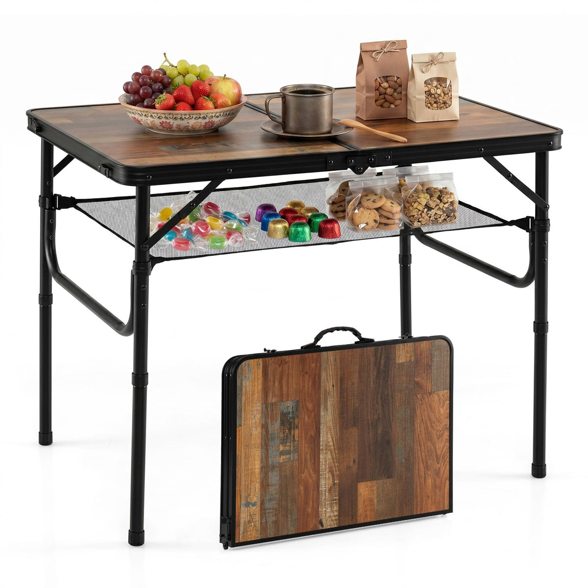 3 FT Portable Aluminum Folding Camping Table with Carry Handle P8107
