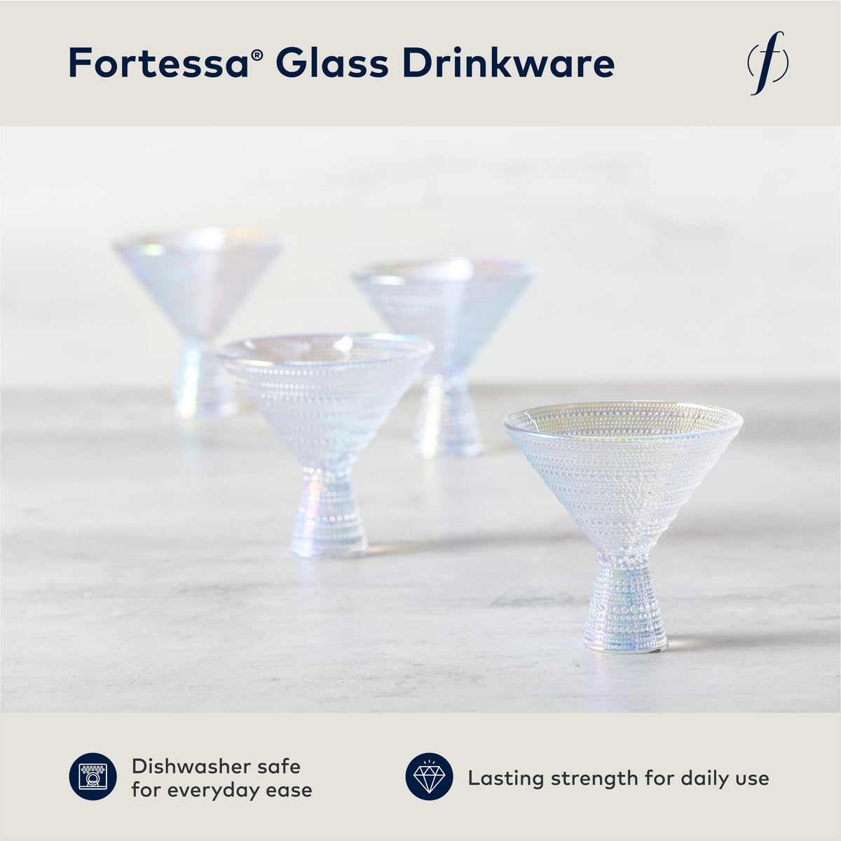 11.5 Ounce Iridescent Glass Martini Set of 4 H12896