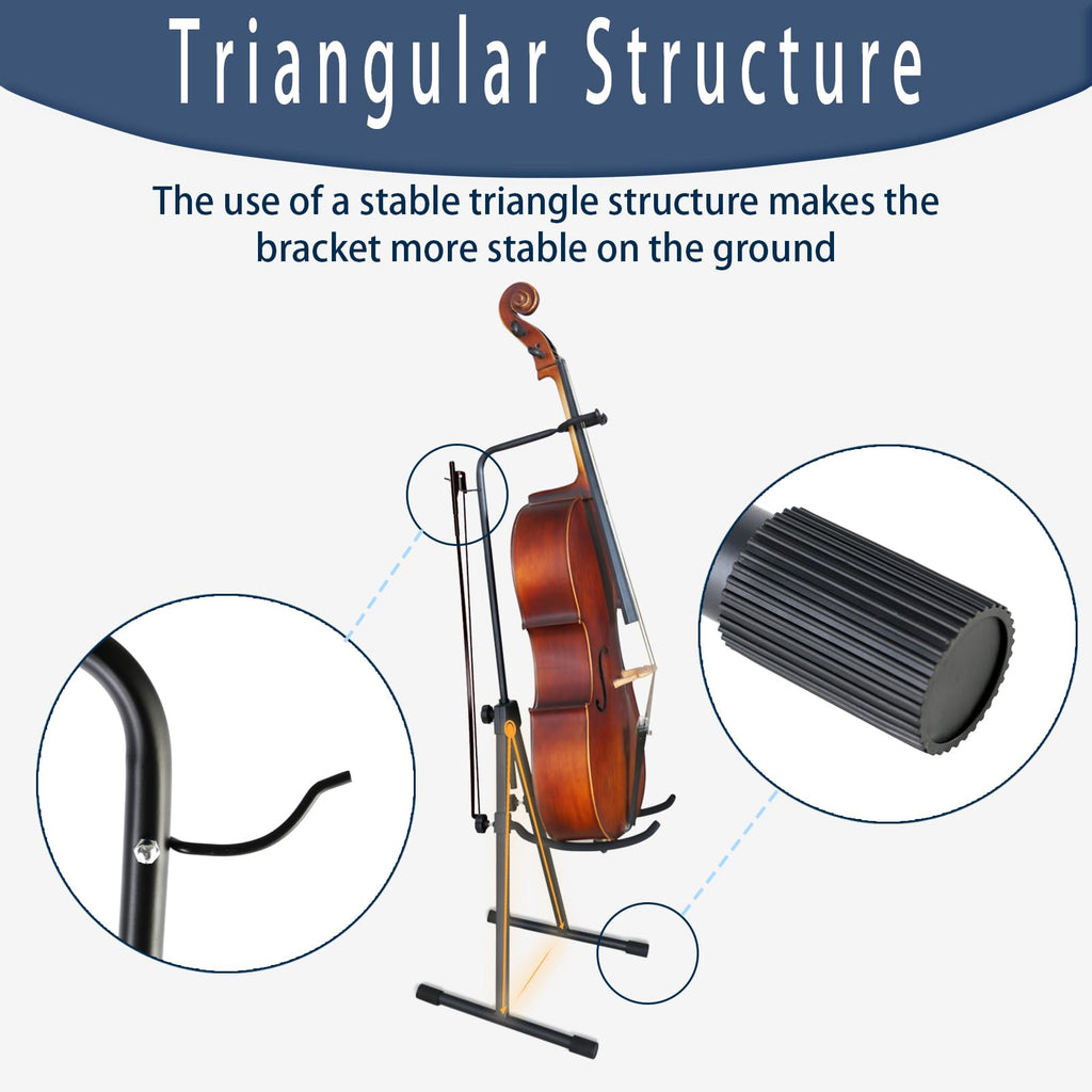 Double Bass Stand, Sturdy and Portable Upright Bass, Black Q864