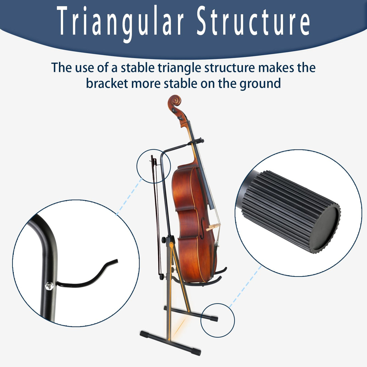 Double Bass Stand, Sturdy and Portable Upright Bass, Black Q864