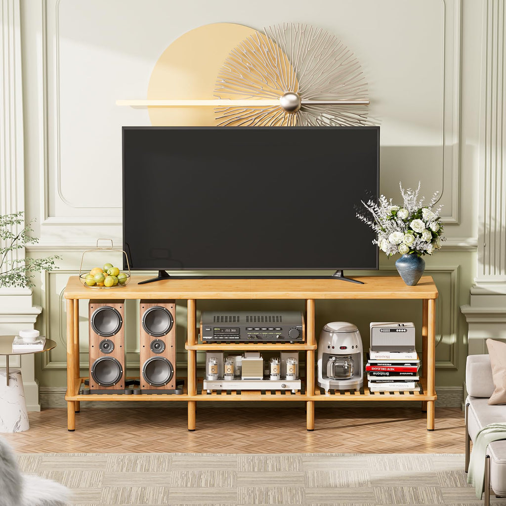 Bamboo 3 Tier TV Stand for 60 65 Inch TV W413950