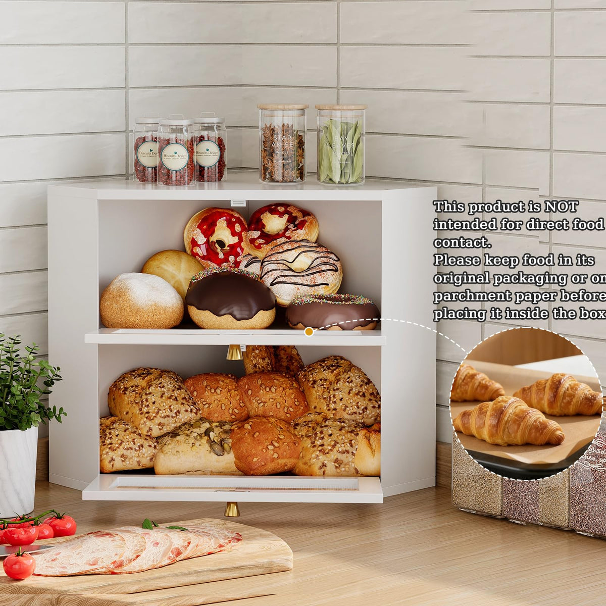 Bamboo Bread Box with Transparent Door L180972