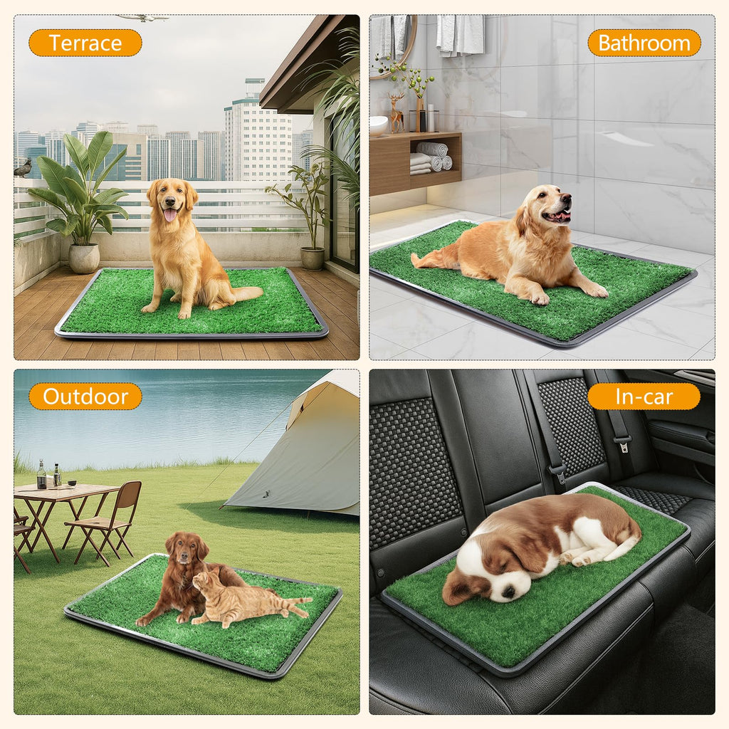 Dog Grass Pad with Tray, 35 x 23 in, 2 Replacement Turf Pads A333803