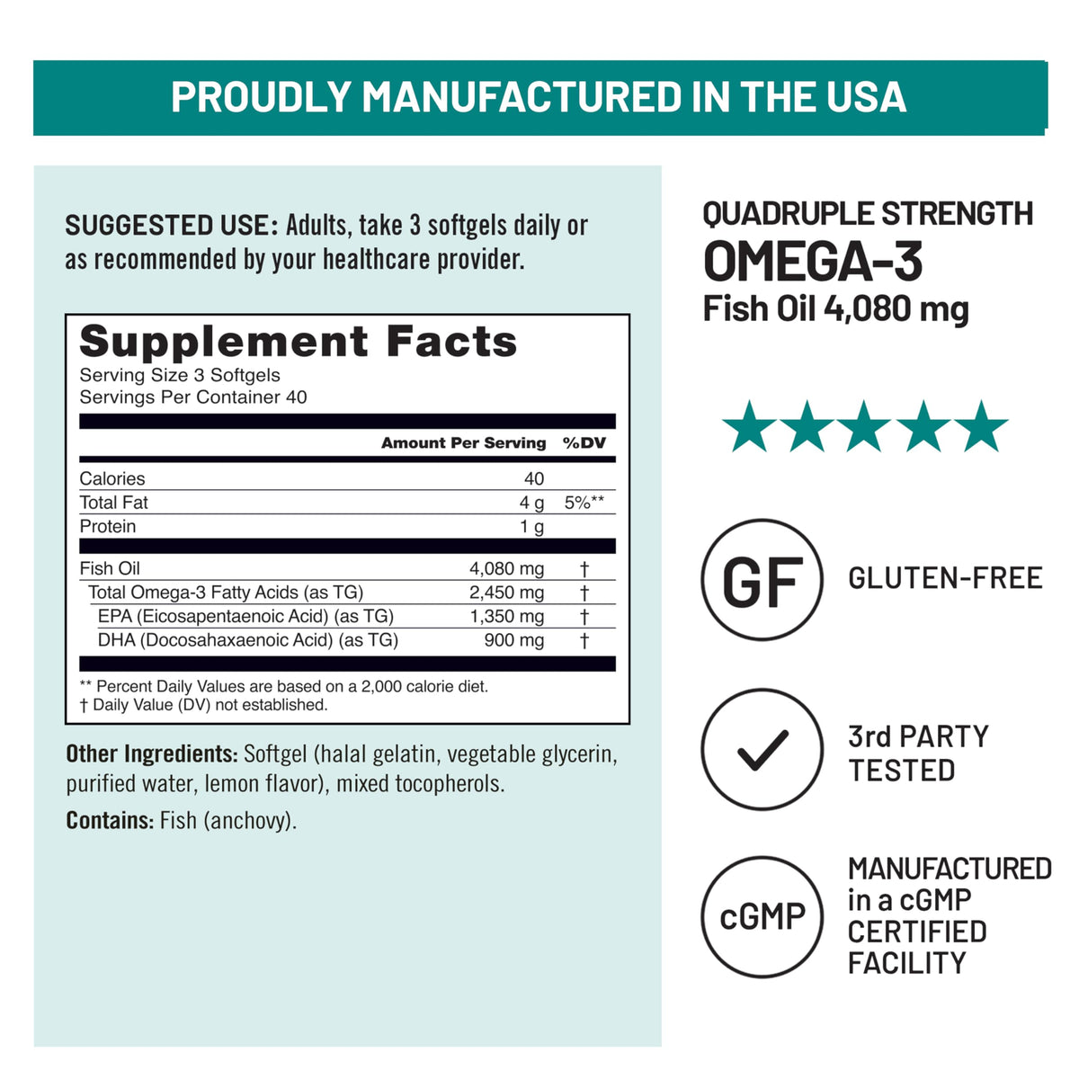 Omega 3 Fish Oil 4080mg Softgels G420204