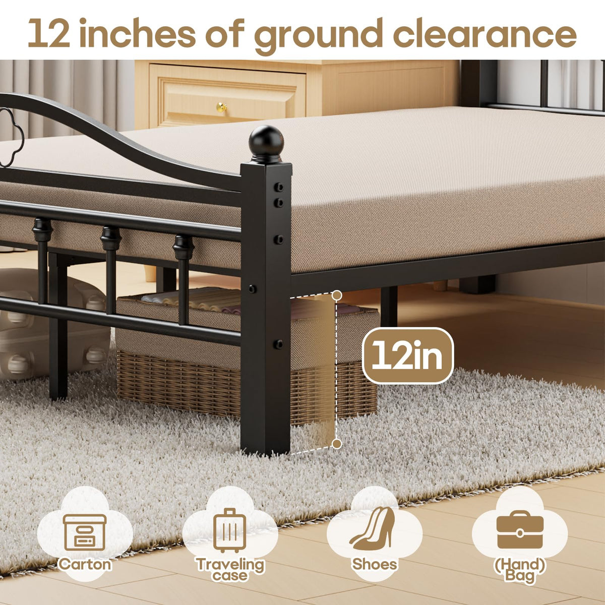 Full Size Bed Frame with Headboard T558