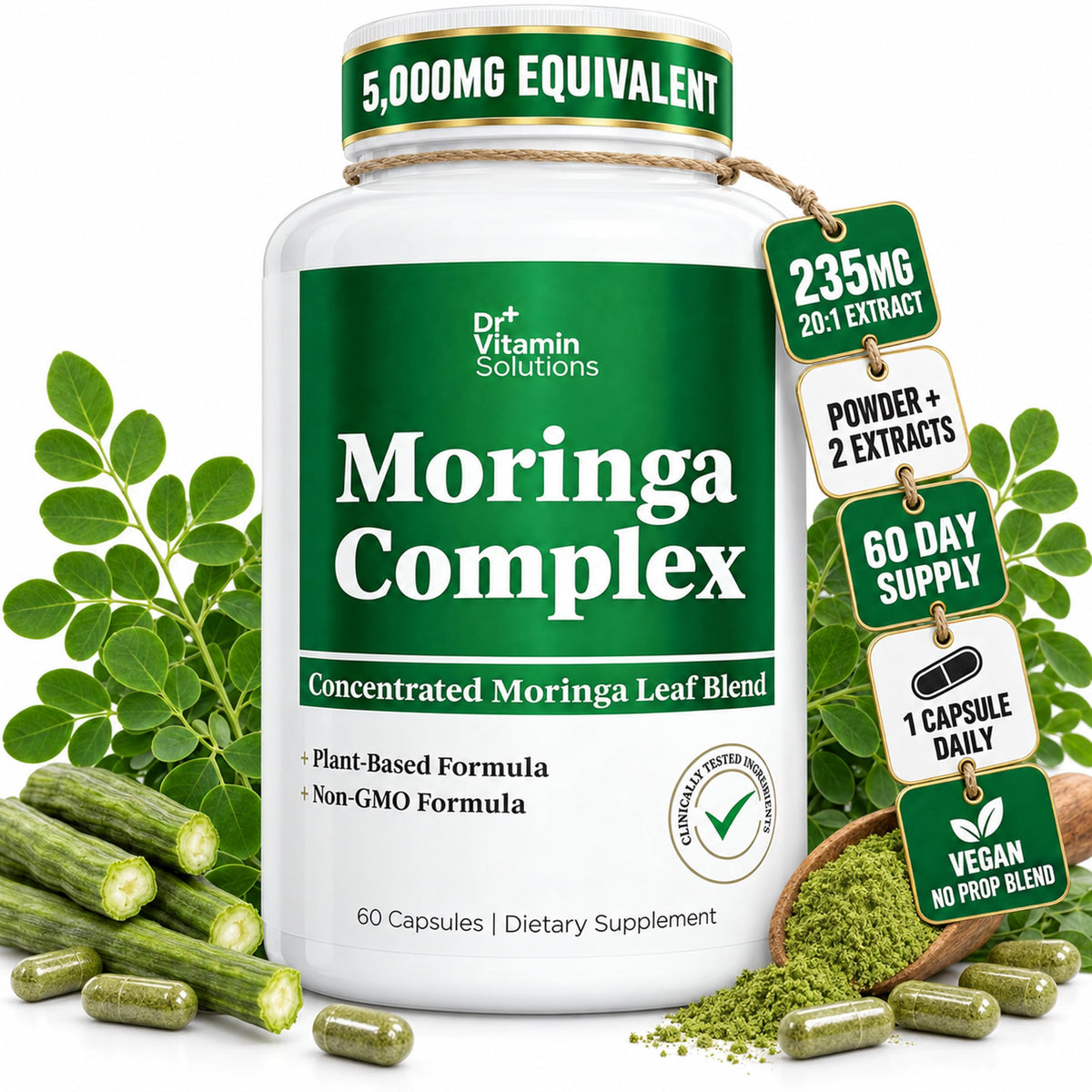 Moringa Oleifera Capsules with 20:1 Leaf Extract O81367