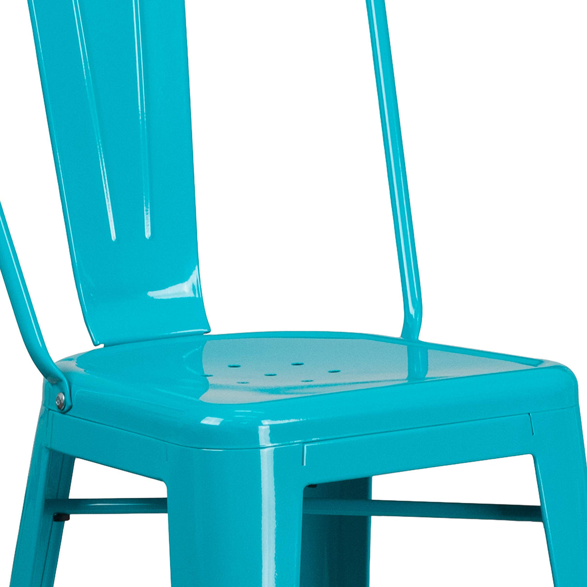 30" Teal-Blue Metal Barstool with Back, 4-Pack Y1880