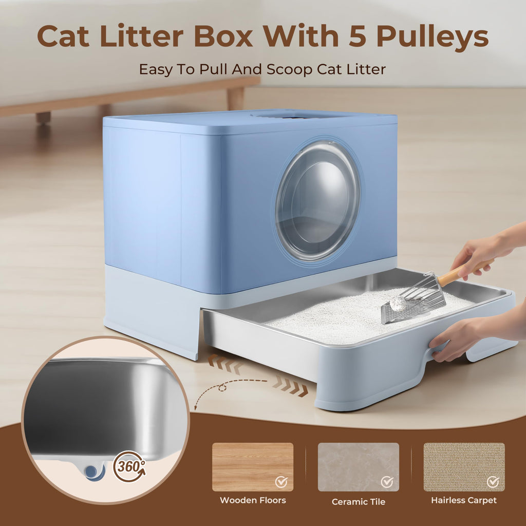 XXXL Stainless Steel Litter Box with Lid Q32756