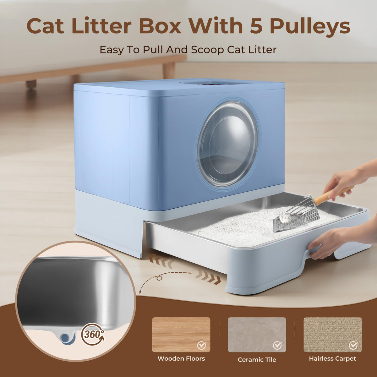 XXXL Stainless Steel Litter Box with Lid Q32756