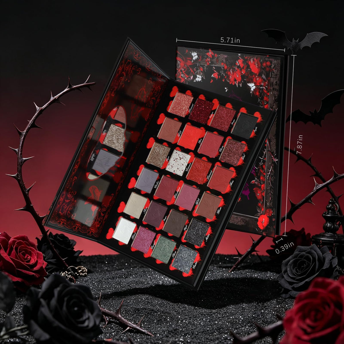 Dark Red Black Burgundy Gray Eyeshadow Palette I8791