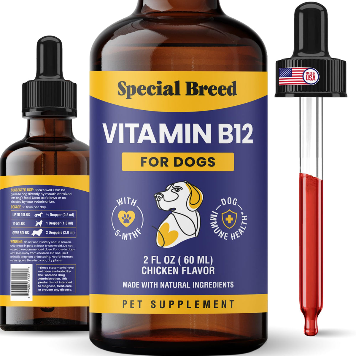 Liquid Vitamin B12 for Dogs, Chicken Flavor, 2 fl oz D416