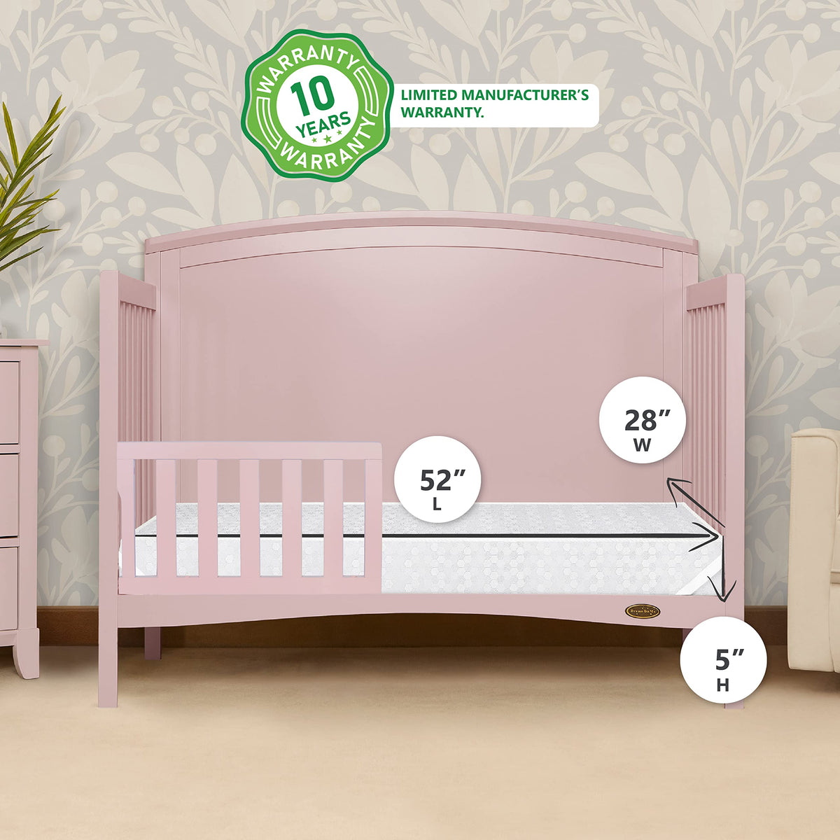 3 in 1 Convertible Toddler Bed and Firm Fiber Crib Mattress M30188