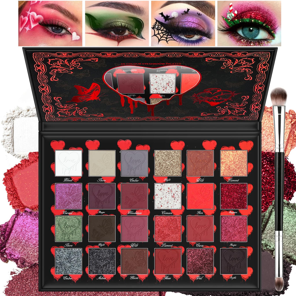 Dark Red Black Burgundy Gray Eyeshadow Palette I8791