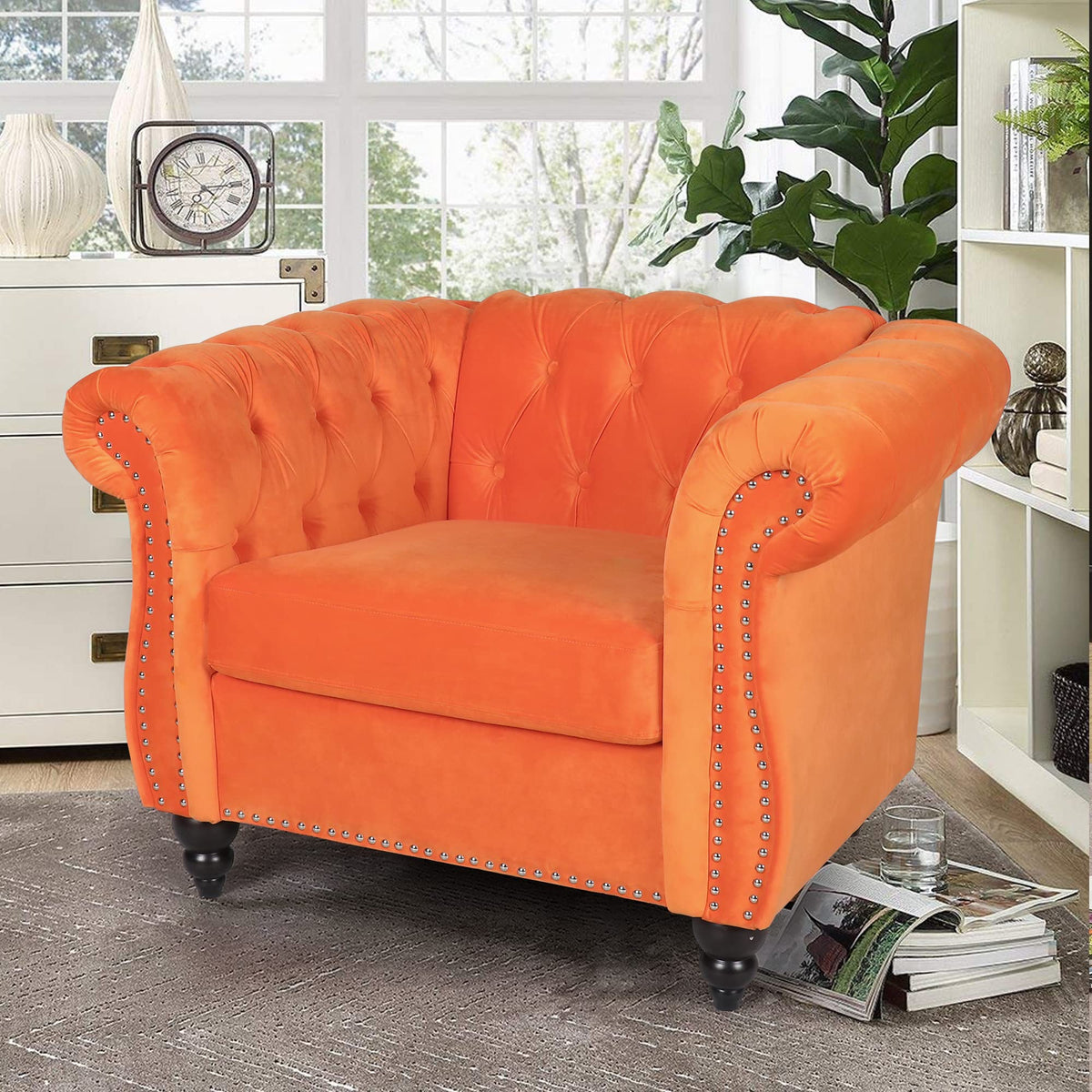 Orange Velvet Accent Chair K113