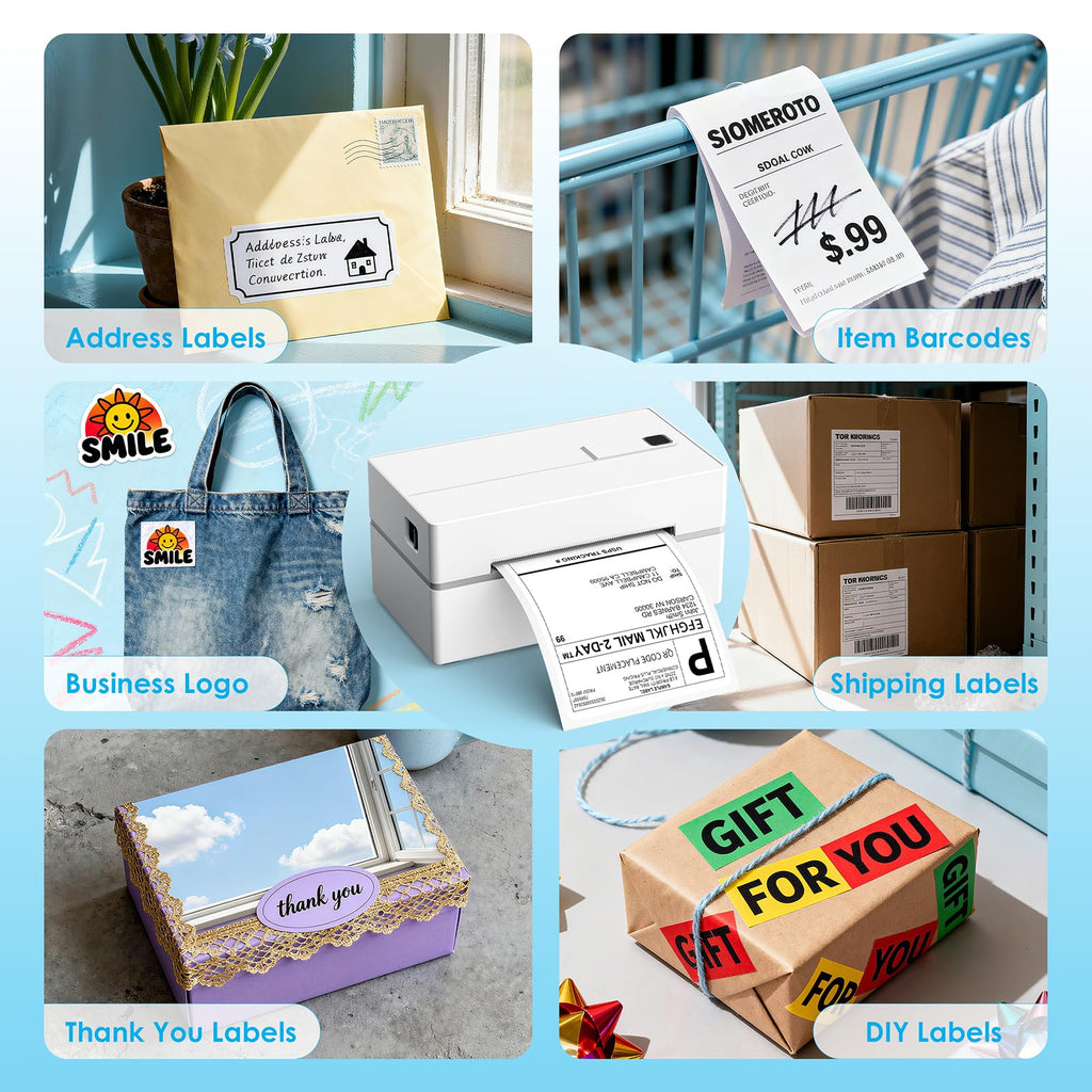 White 4x6 Portable Bluetooth Thermal Label Printer Y7387