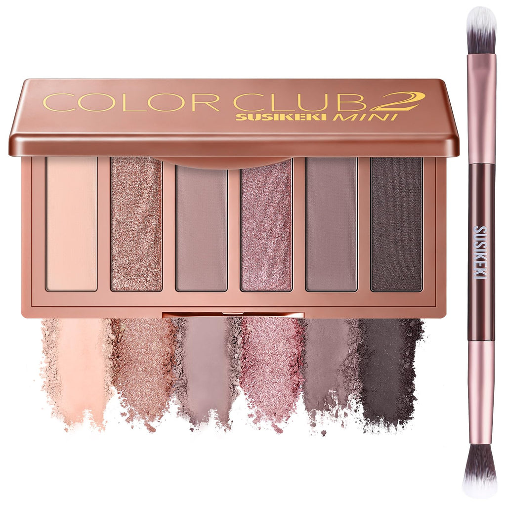 6-Color Matte and Shimmer Eyeshadow Palette with Brush U11355