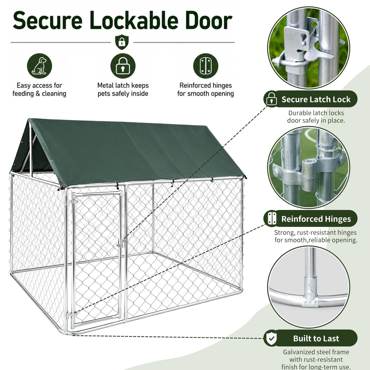 Heavy Duty Outdoor Dog Kennel Galvanized Steel Enclosure P15947