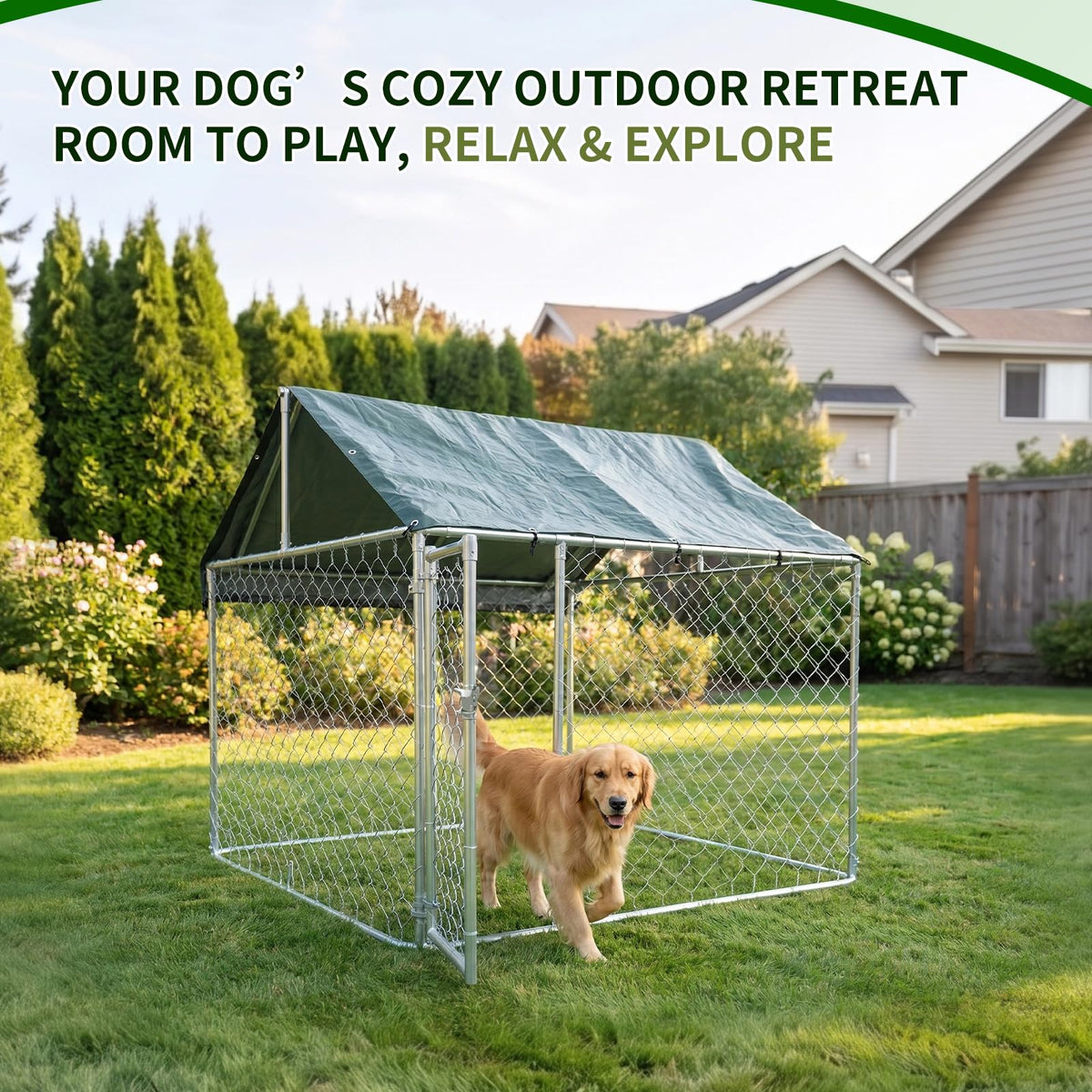 Heavy Duty Outdoor Dog Kennel Galvanized Steel Enclosure P15947