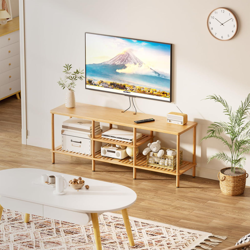 Bamboo 3 Tier TV Stand for 60 65 Inch TV W413950