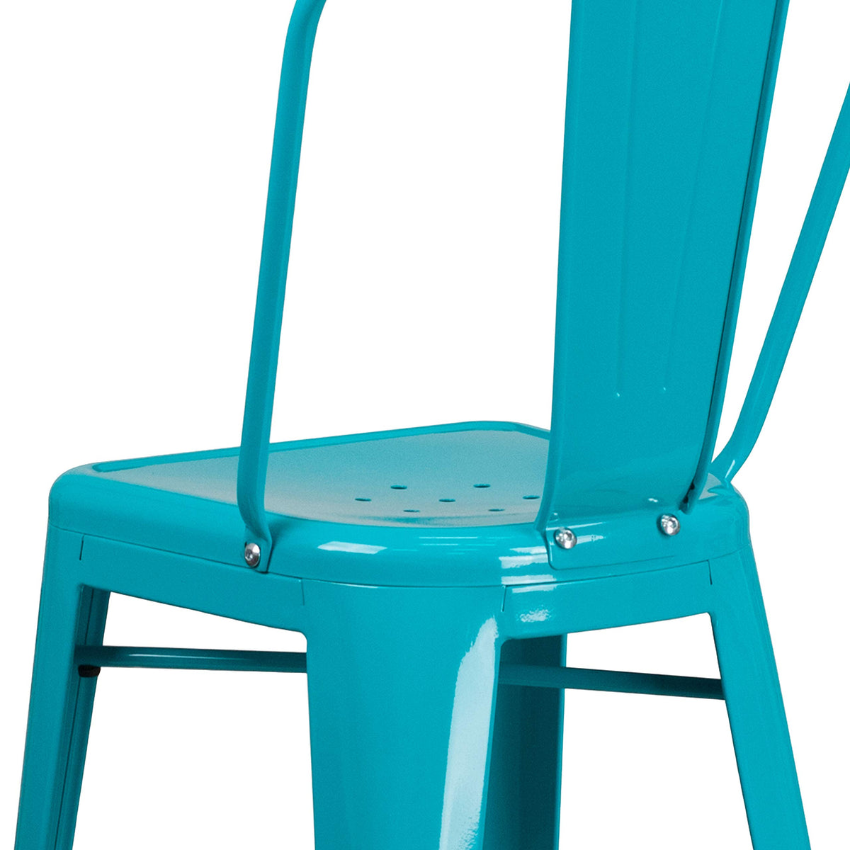 30" Teal-Blue Metal Barstool with Back, 4-Pack Y1880