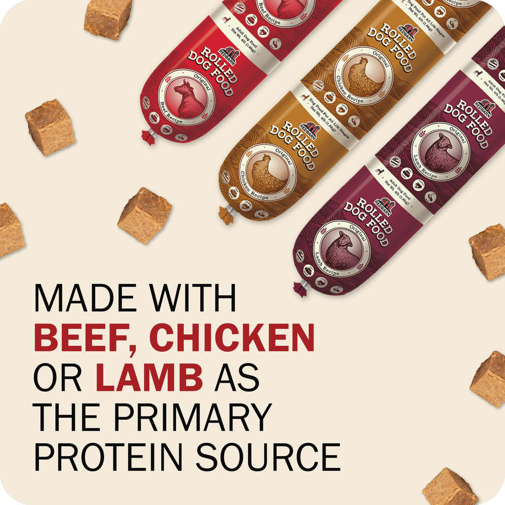 Semi-Moist Rolled Dog Food Beef Recipe 4lb 8 Rolls T8200