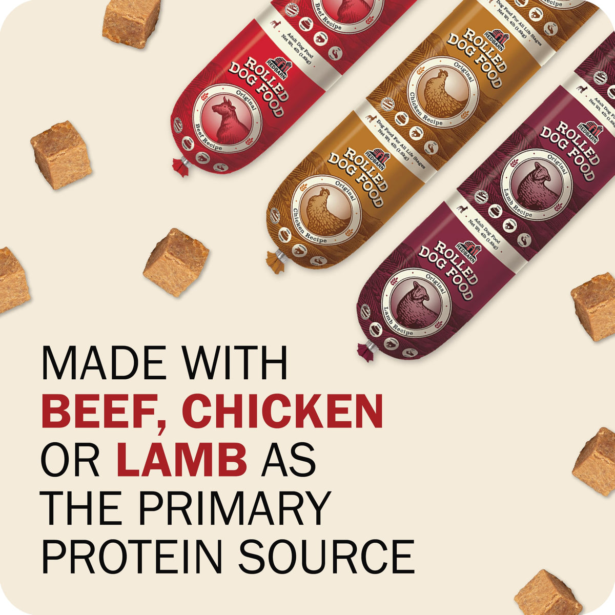 Semi-Moist Rolled Dog Food Beef Recipe 4lb 8 Rolls T8200