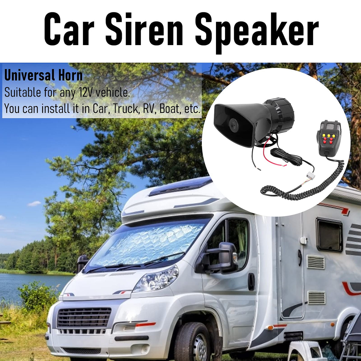 Car Siren Speaker Alarm Horn 7 Tone I151558