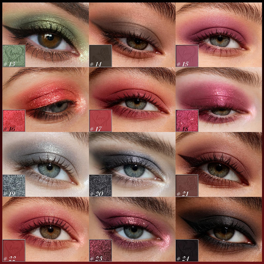 Dark Red Black Burgundy Gray Eyeshadow Palette I8791