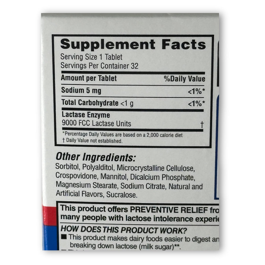 Vanilla Flavor 32 Chewable Tablets Lactase Enzyme I325640
