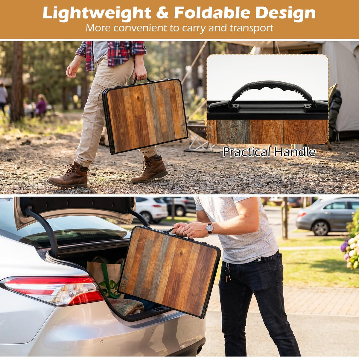 3 FT Portable Aluminum Folding Camping Table with Carry Handle P8107