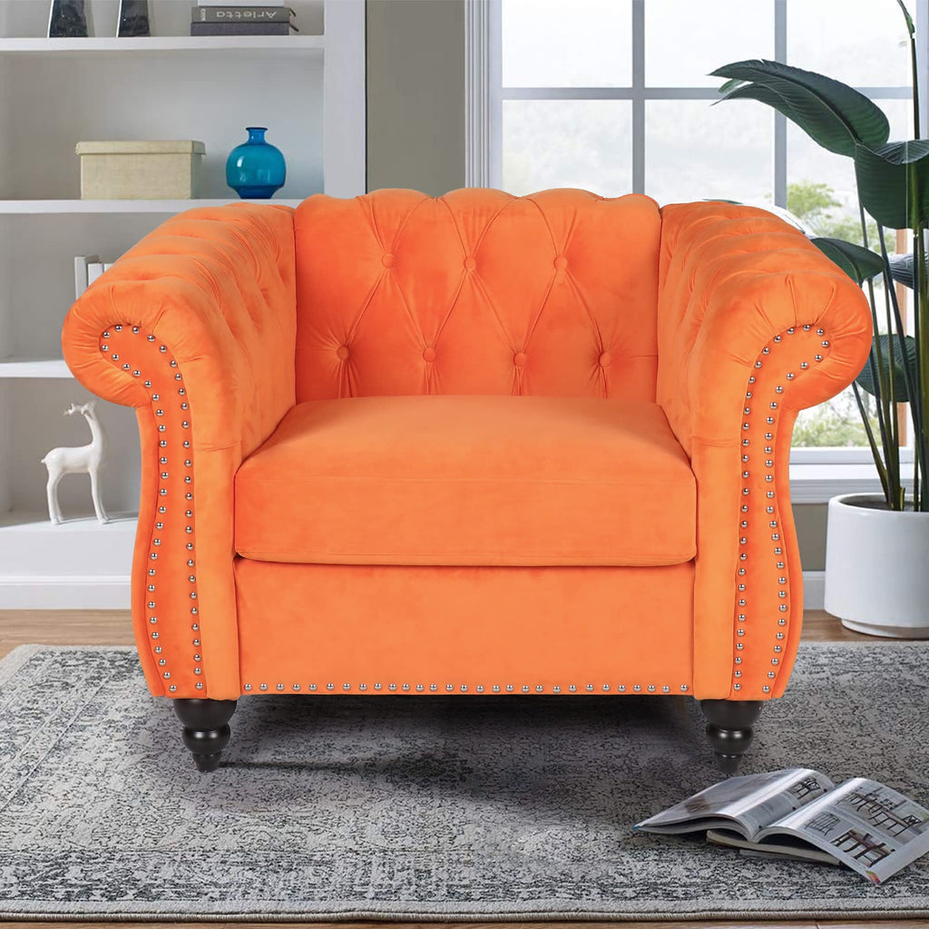 Orange Velvet Accent Chair K113