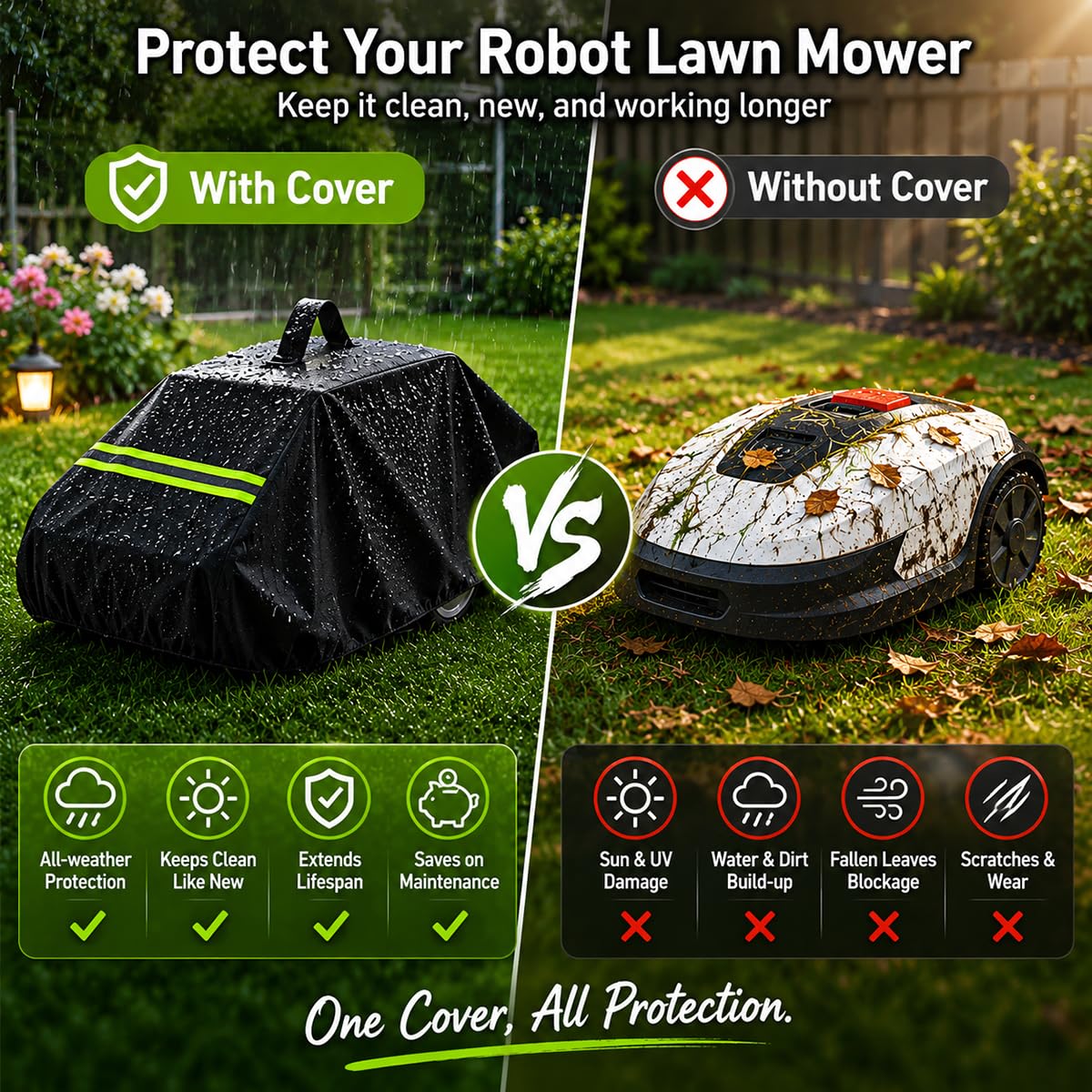 Robot Lawn Mower Cover 600D Oxford Fabric with Reflective Strip Orange U2292