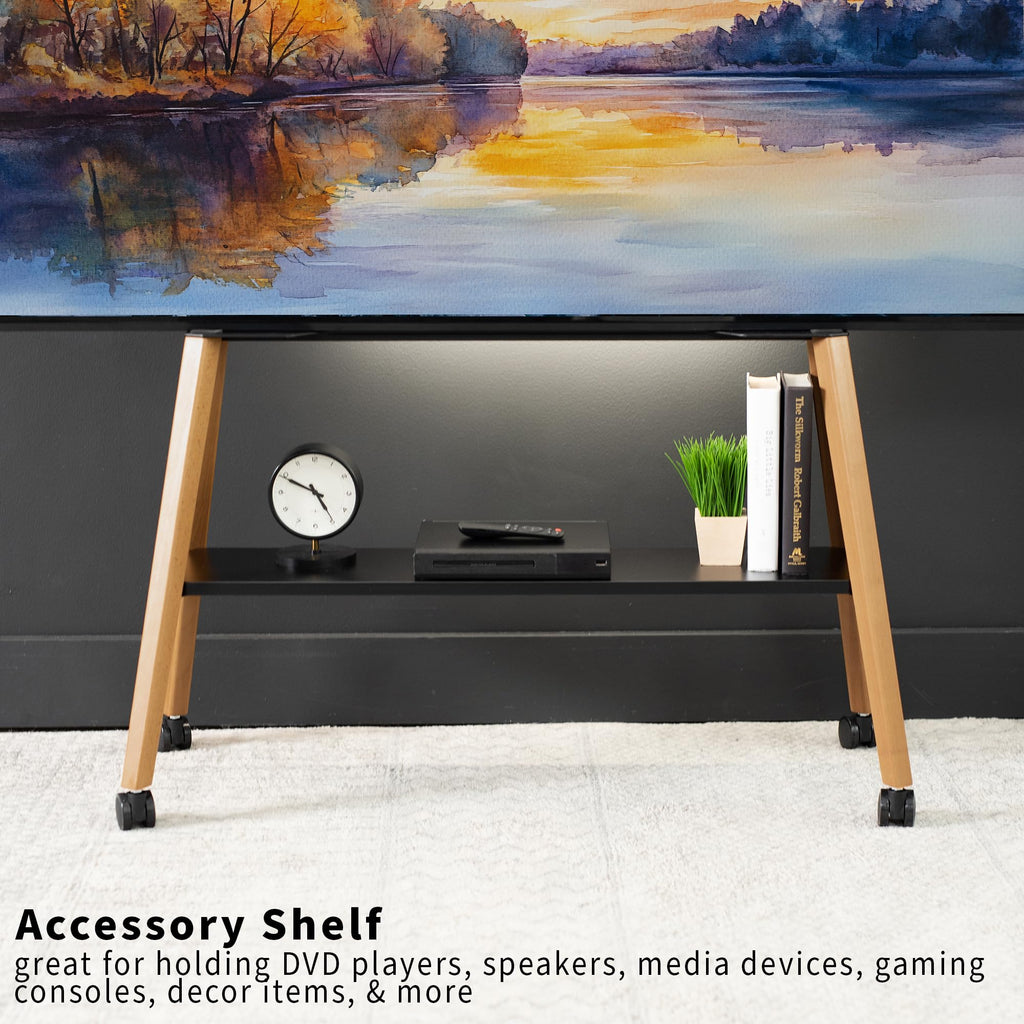 43 to 75 inch Adjustable Mobile TV Stand with Walnut Legs Z38086