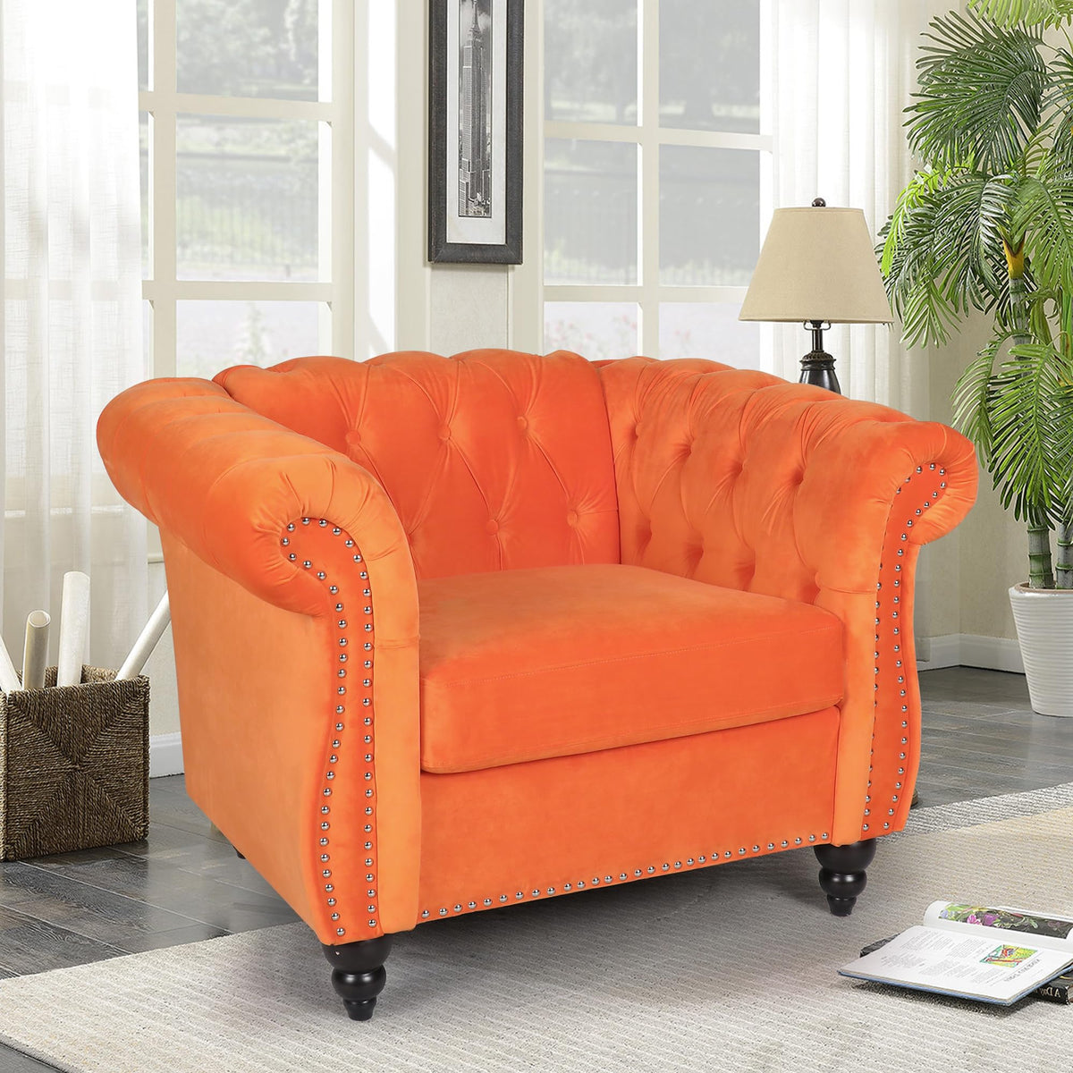 Orange Velvet Accent Chair K113