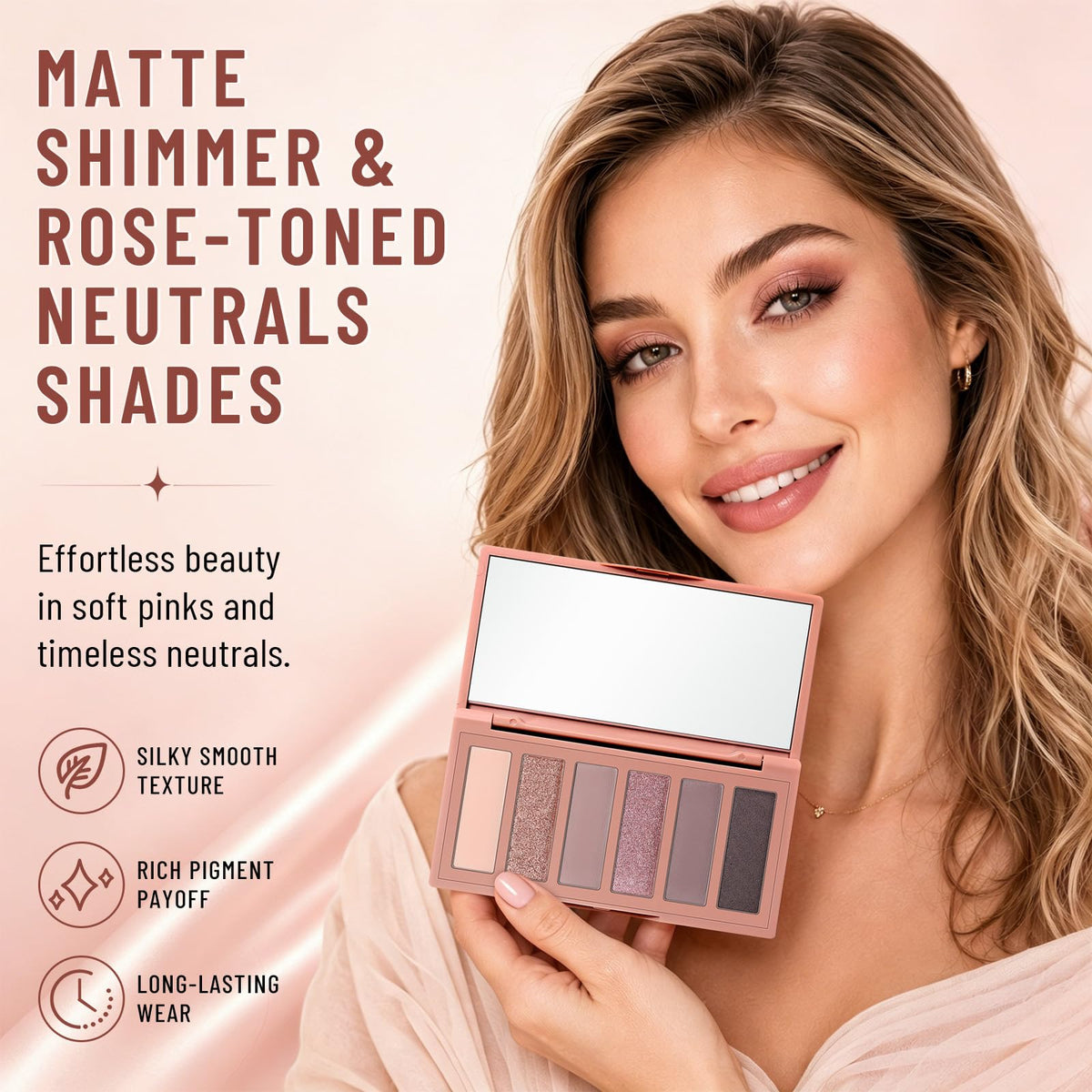 6-Color Matte and Shimmer Eyeshadow Palette with Brush U11355