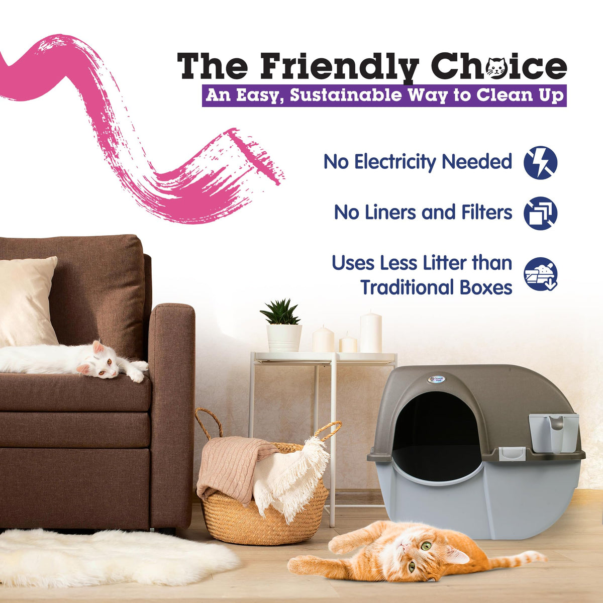 Self Cleaning Litter Box Regular Size Grey Z3992