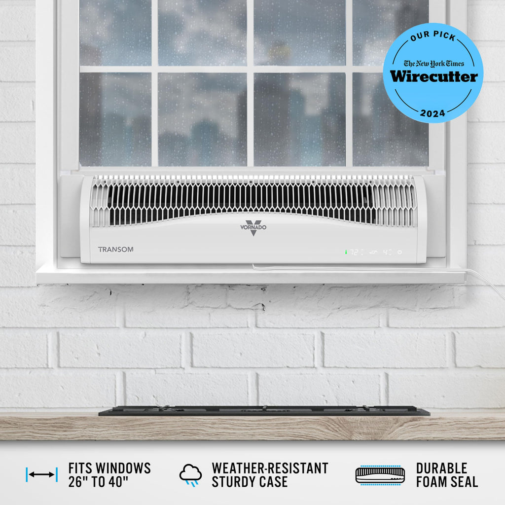 Window Fan with 4 Speeds, Remote Control, Reversible Exhaust, Ice White G97607