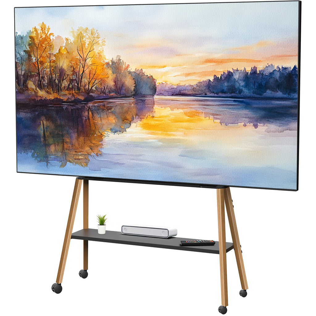 43 to 75 inch Adjustable Mobile TV Stand with Walnut Legs Z38086