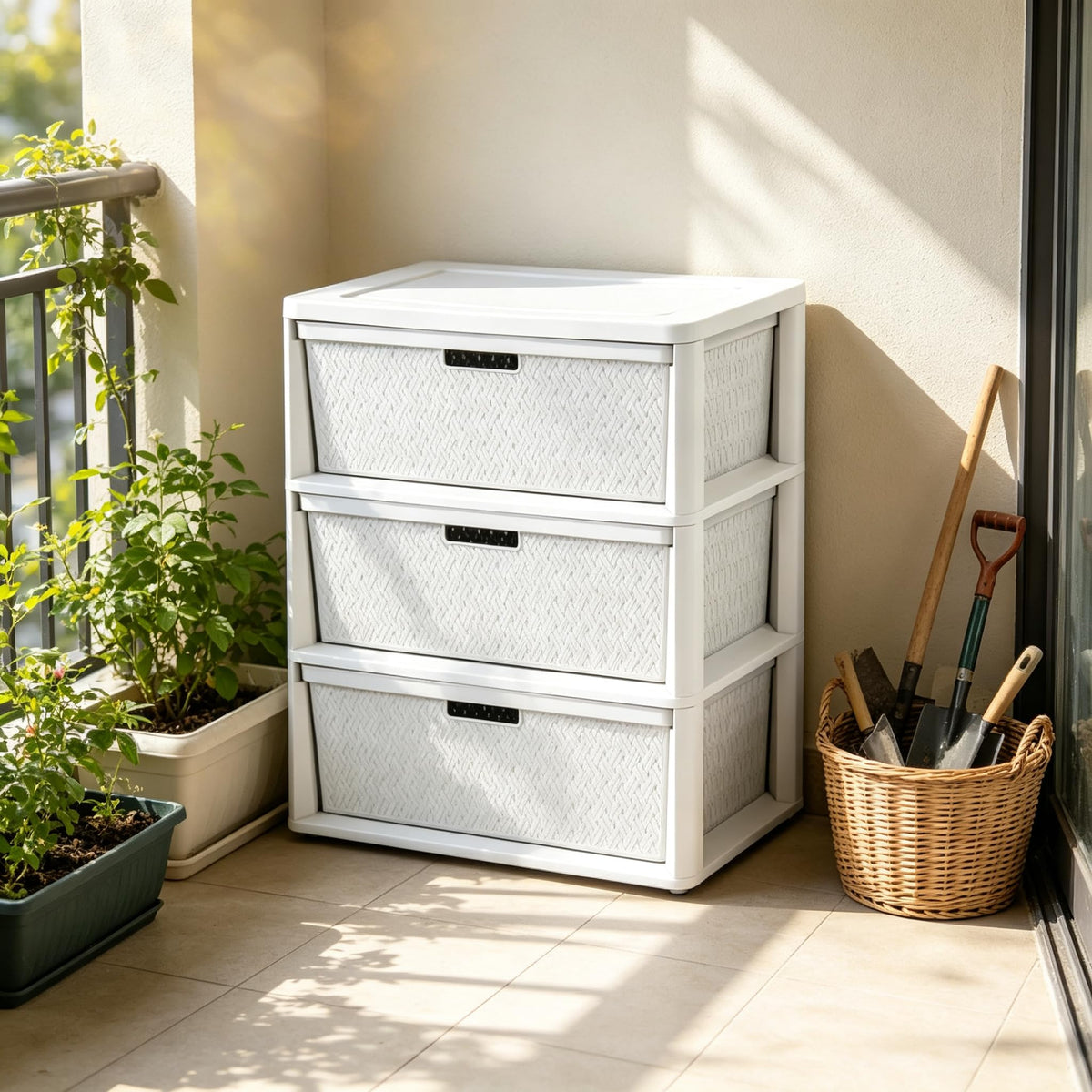 White 3 Drawer Storage Tower L344360