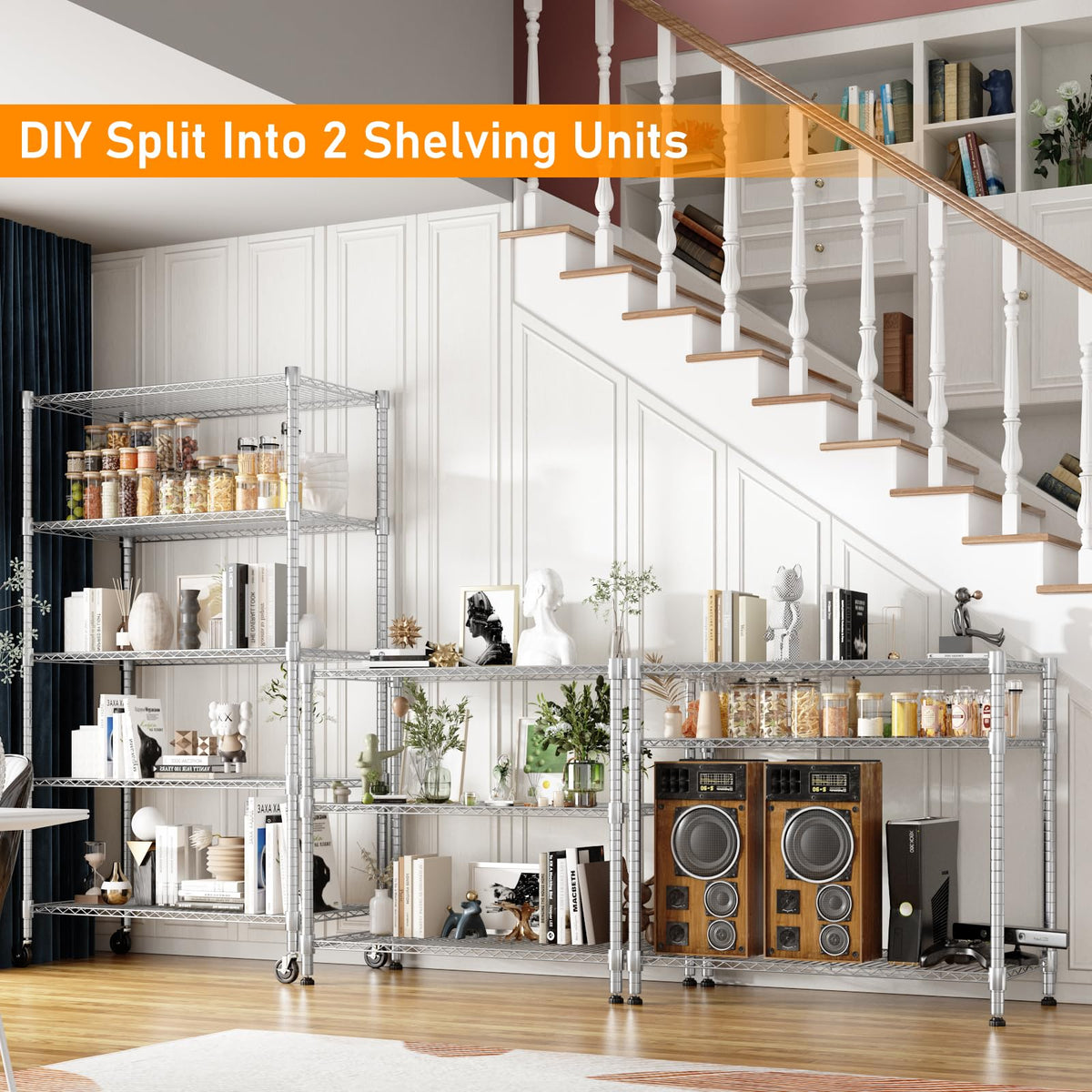 5-Tier Adjustable Steel Wire Shelving with Wheels I207