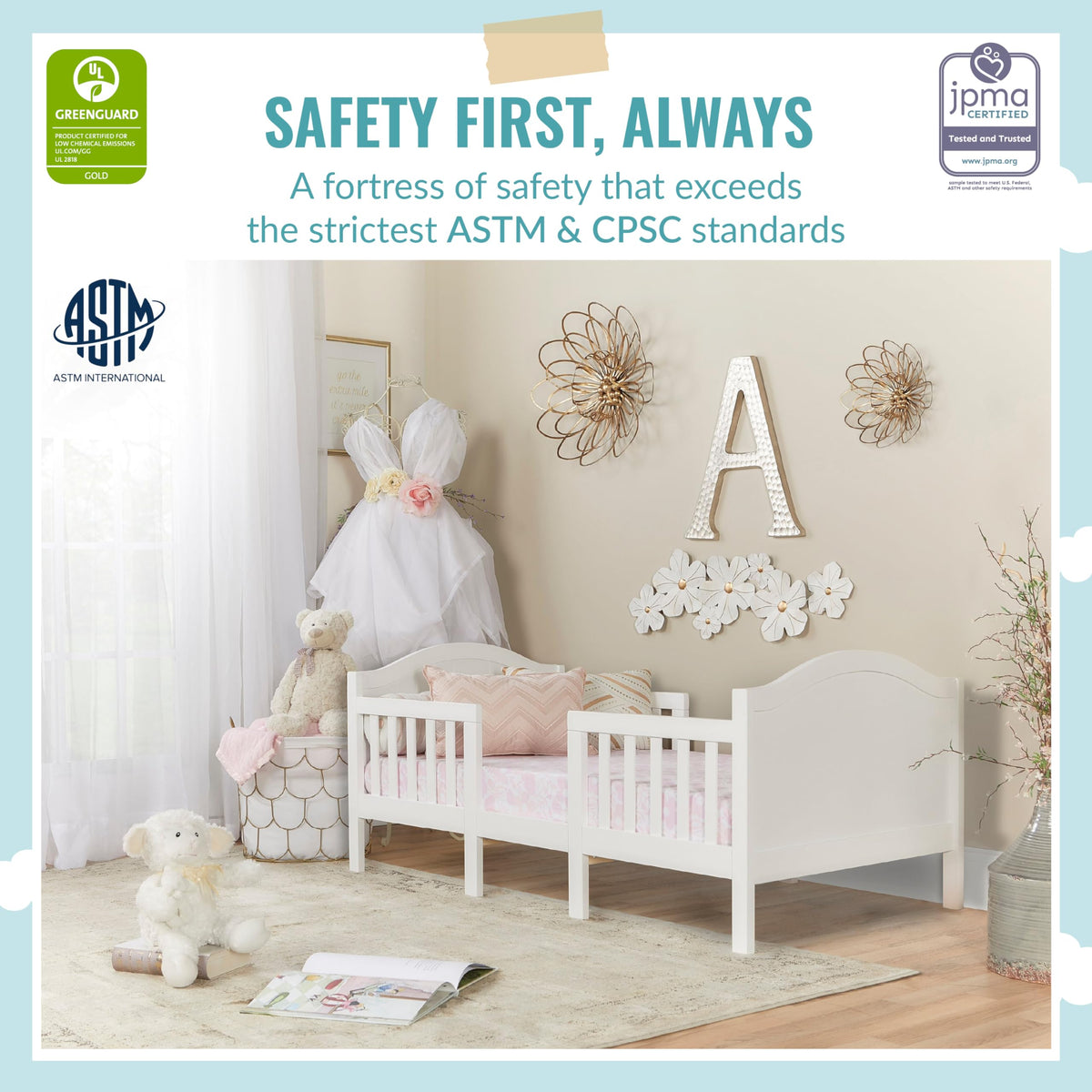 3 in 1 Convertible Toddler Bed and Firm Fiber Crib Mattress M30188